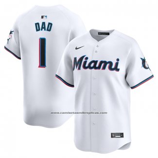 Camiseta Beisbol Hombre Miami Marlins NO 1 Dad Primera Limited Blanco