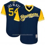 Camiseta Beisbol Hombre Milwaukee Brewers 2017 Little League World Series Michael Blazek Azul