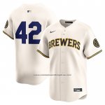 Camiseta Beisbol Hombre Milwaukee Brewers 2024 Jackie Robinson Day Primera Limited Crema