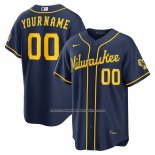 Camiseta Beisbol Hombre Milwaukee Brewers Alterno Stadium Personalizada Azul