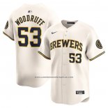 Camiseta Beisbol Hombre Milwaukee Brewers Brandon Woodruff Primera Limited Crema