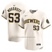 Camiseta Beisbol Hombre Milwaukee Brewers Brandon Woodruff Primera Limited Crema