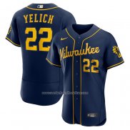 Camiseta Beisbol Hombre Milwaukee Brewers Christian Yelich 50th Season Alterno Autentico Azul