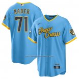Camiseta Beisbol Hombre Milwaukee Brewers Josh Hader 2022 City Connect Replica Azul