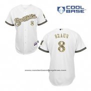 Camiseta Beisbol Hombre Milwaukee Brewers Ryan Braun 8 Blanco Usmc Cool Base