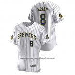 Camiseta Beisbol Hombre Milwaukee Brewers Ryan Braun Autentico 2020 Primera Blanco