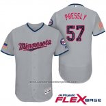 Camiseta Beisbol Hombre Minnesota Twins 2017 Estrellas y Rayas Ryan Pressly Gris Flex Base