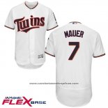 Camiseta Beisbol Hombre Minnesota Twins Joe Mauer Blanco Flex Base