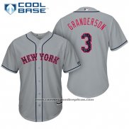 Camiseta Beisbol Hombre New York Mets 2017 Estrellas y Rayas Curtis Granderson Gris Cool Base