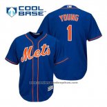 Camiseta Beisbol Hombre New York Mets Chris Young 1 Azul Alterno Primera Cool Base