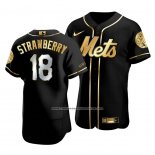 Camiseta Beisbol Hombre New York Mets Darryl Strawberry Golden Edition Autentico Negro