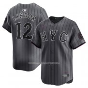 Camiseta Beisbol Hombre New York Mets Francisco Lindor 2024 City Connect Limited Grafito