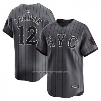Camiseta Beisbol Hombre New York Mets Francisco Lindor 2024 City Connect Limited Grafito