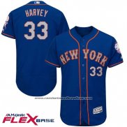 Camiseta Beisbol Hombre New York Mets Matt Harvey Azul Flex Base Autentico Collection