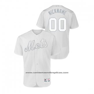 Camiseta Beisbol Hombre New York Mets Personalizada 2019 Players Weekend Autentico Blanco