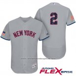 Camiseta Beisbol Hombre New York Yankees 2017 Estrellas y Rayas Derek Jeter Gris Flex Base