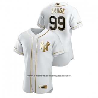 Camiseta Beisbol Hombre New York Yankees Aaron Judge Golden Edition Autentico Blanco