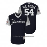 Camiseta Beisbol Hombre New York Yankees Aroldis Chapman 2018 LLWS Players Weekend The Missile Azul