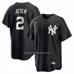 Camiseta Beisbol Hombre New York Yankees Derek Jeter Lights Out Replica Negro