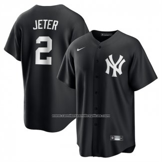 Camiseta Beisbol Hombre New York Yankees Derek Jeter Lights Out Replica Negro