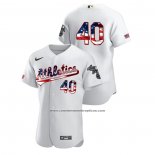 Camiseta Beisbol Hombre Oakland Athletics Chris Bassitt 2020 Stars & Stripes 4th of July Blanco