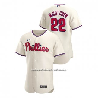 Camiseta Beisbol Hombre Philadelphia Phillies Andrew Mccutchen Autentico 2020 Alterno Crema