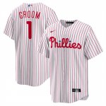 Camiseta Beisbol Hombre Philadelphia Phillies NO 1 Groom Primera Replica Blanco