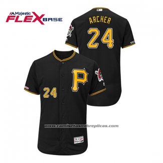 Camiseta Beisbol Hombre Pittsburgh Pirates Chris Archer 150th Aniversario Patch Autentico Flex Base Negro