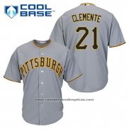 Camiseta Beisbol Hombre Pittsburgh Pirates Roberto Clemente 21 Gris Cool Base