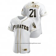 Camiseta Beisbol Hombre Pittsburgh Pirates Roberto Clemente Golden Edition Autentico Blanco