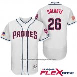 Camiseta Beisbol Hombre San Diego Padres 2017 Estrellas y Rayas Yangervis Solarte Blanco Flex Base