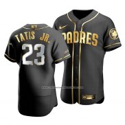 Camiseta Beisbol Hombre San Diego Padres Fernando Tatis Jr. Golden Edition Autentico Negro