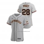 Camiseta Beisbol Hombre San Francisco Giants Buster Posey Autentico 2020 Road Gris