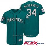 Camiseta Beisbol Hombre Seattle Mariners 34 Felix Hernandez Verde 2017 Flex Base