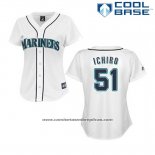 Camiseta Beisbol Hombre Seattle Mariners Ichiro Suzuki 51 Blanco Cool Base