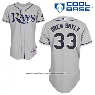 Camiseta Beisbol Hombre Tampa Bay Rays Drew Smyly 33 Gris Cool Base