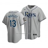 Camiseta Beisbol Hombre Tampa Bay Rays Manuel Margot Replica Road 2020 Gris