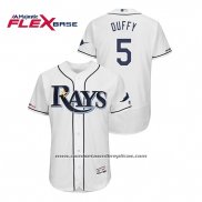 Camiseta Beisbol Hombre Tampa Bay Rays Matt Duffy 150th Aniversario Patch Flex Base Blanco