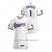 Camiseta Beisbol Hombre Texas Rangers Elvis Andrus Autentico 2020 Primera Blanco