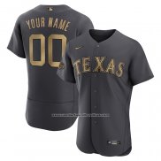 Camiseta Beisbol Hombre Texas Rangers Personalizada 2022 All Star Autentico Gris