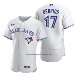 Camiseta Beisbol Hombre Toronto Blue Jays Jose Berrios Autentico Primera Blanco Azul