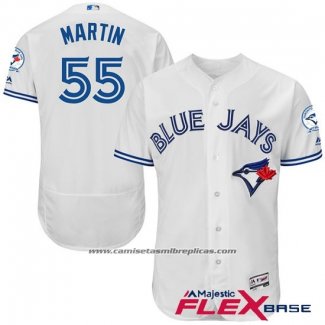 Camiseta Beisbol Hombre Toronto Blue Jays Russell Martin Autentico Collection Blanco Flex Base