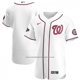 Camiseta Beisbol Hombre Washington Nationals 2019 World Series Champions Primera Autentico Blanco