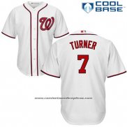 Camiseta Beisbol Hombre Washington Nationals 7 Trea Turner Blanco Cool Base