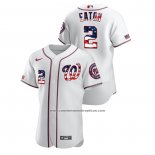 Camiseta Beisbol Hombre Washington Nationals Adam Eaton 2020 Stars & Stripes 4th of July Blanco