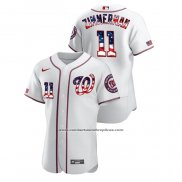 Camiseta Beisbol Hombre Washington Nationals Ryan Zimmerman 2020 Stars & Stripes 4th of July Blanco