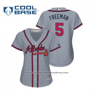 Camiseta Beisbol Mujer Atlanta Braves Freddie Freeman Cool Base Road 2019 Gris