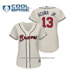 Camiseta Beisbol Mujer Atlanta Braves Ronald Acuna Jr. Cool Base Alterno 2019 Crema