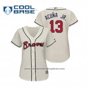 Camiseta Beisbol Mujer Atlanta Braves Ronald Acuna Jr. Cool Base Alterno 2019 Crema