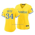 Camiseta Beisbol Mujer Boston Red Sox David Ortiz 2021 City Connect Replica Oro